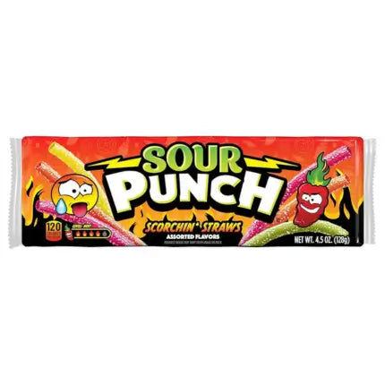 Sour Punch Scorchin Straws Tray Caddy (12x128g)
