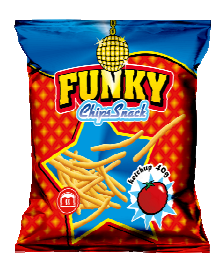 Funky Chips Snack Ketchup 35 g – knusprige Chips mit würzigem Ketchupgeschmack, ideal für Snackautomaten, Kioske und den internationalen Snackgroßhandel